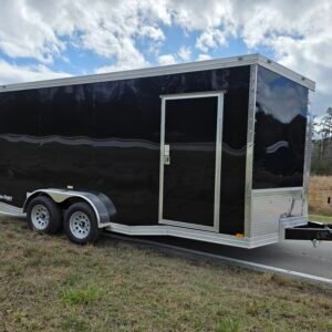 Enclosed 7Γ16 Cargo Trailer - Black | 7' Interior | Rear Ramp | 3500 lb Axles