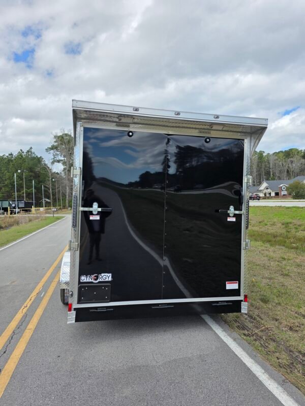 Enclosed 7×16 Cargo Trailer - Black | 7' Interior | Rear Ramp | 3500 lb Axles