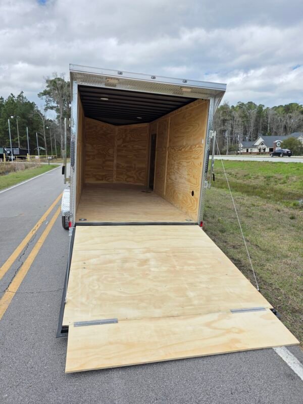 Enclosed 7×16 Cargo Trailer - Black | 7' Interior | Rear Ramp | 3500 lb Axles