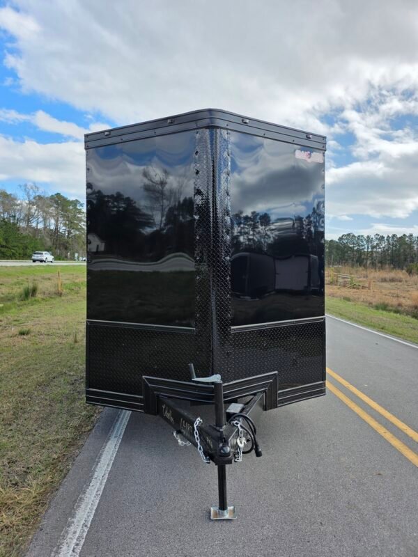 7×16 Cargo Trailer for Sale – Black | 7' Interior | Heavy Duty 5200 lb Axles | Rear Ramp w/ Wing Lights