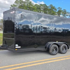 7×16 Cargo Trailer for Sale – Black | 7' Interior | Heavy Duty 5200 lb Axles | Rear Ramp w/ Wing Lights - Image 3