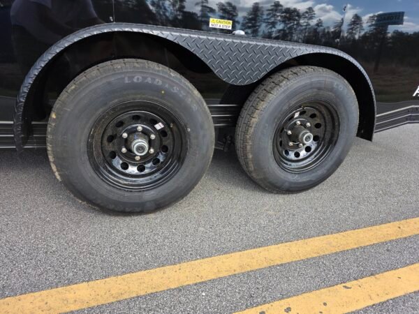 7×16 Cargo Trailer for Sale – Black | 7' Interior | Heavy Duty 5200 lb Axles | Rear Ramp w/ Wing Lights