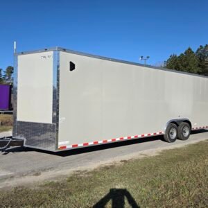 8.5×28 Enclosed Car Hauler for Sale – Dove Gray | 7' Interior | Rear Ramp w/ Spring Assist - Image 2