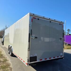 8.5×28 Enclosed Car Hauler for Sale – Dove Gray | 7' Interior | Rear Ramp w/ Spring Assist - Image 4