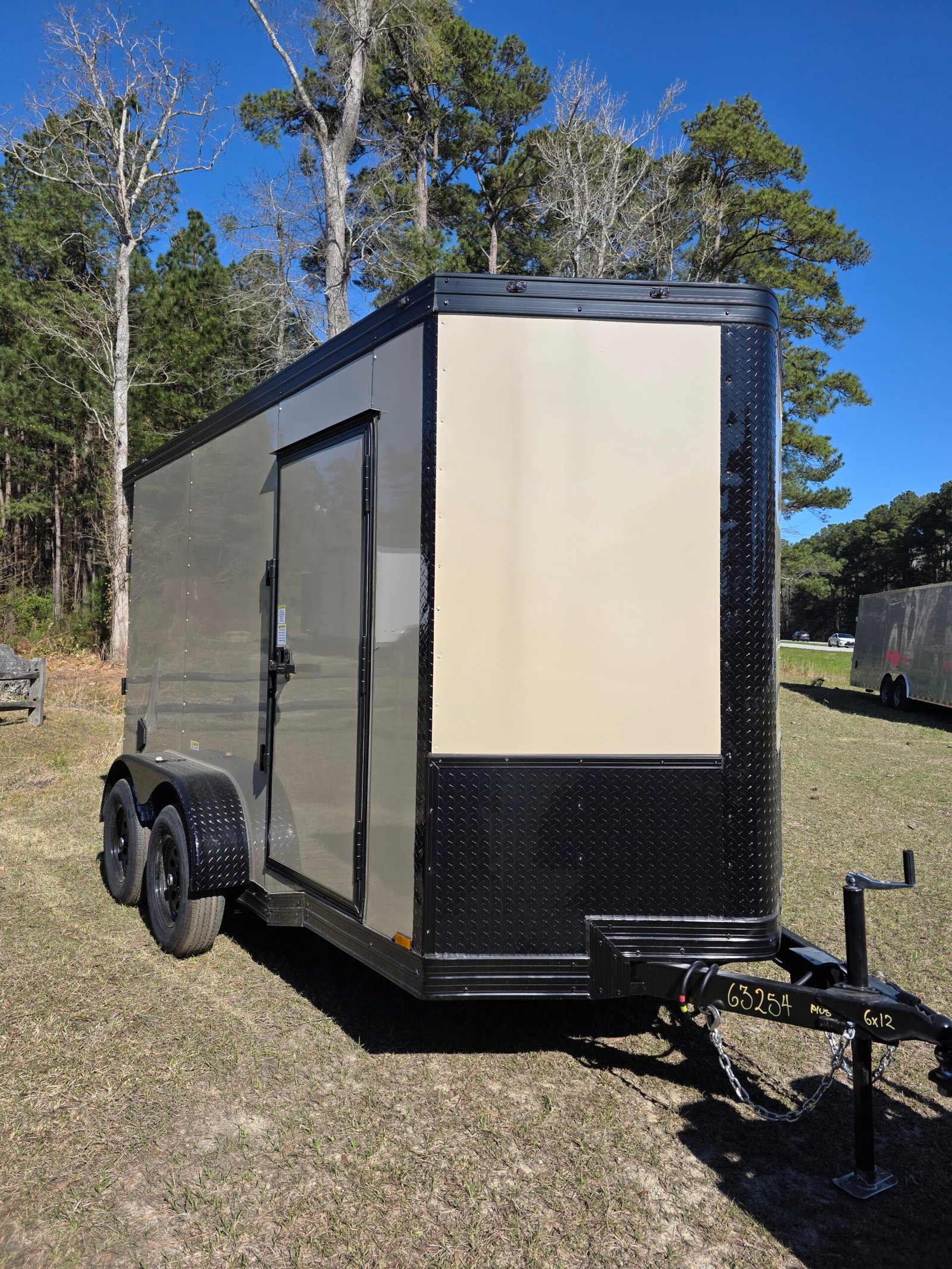 6×12 Enclosed Cargo Trailer – Sand | Ramp Door | 7
