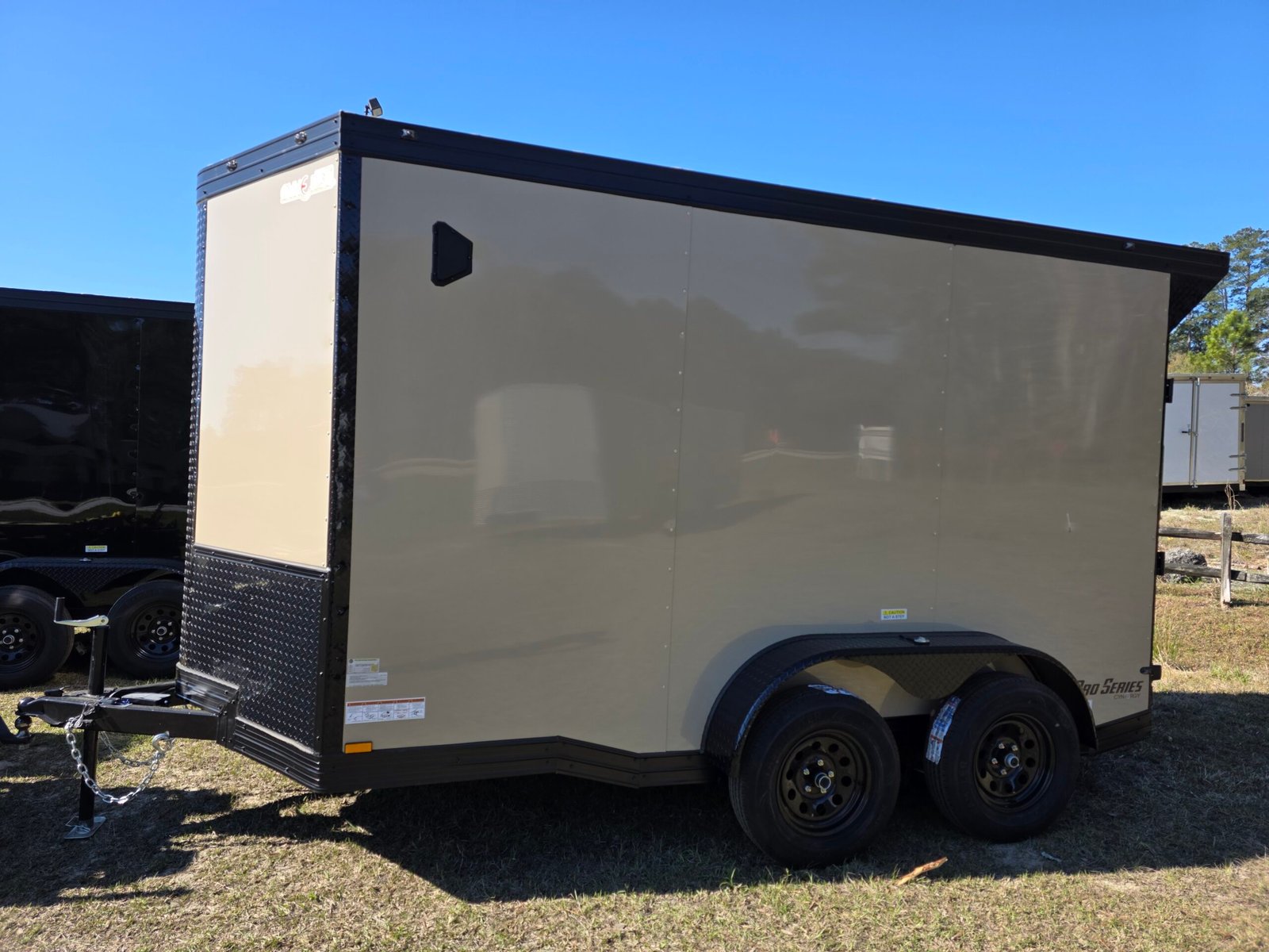 6×12 Enclosed Cargo Trailer – Sand | Ramp Door | 7