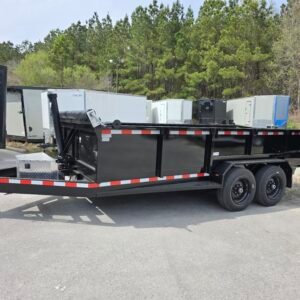 7×16 Dump Trailer for Sale – Black | 2' Sides | 16 Ply Tires | Double Rear Doors