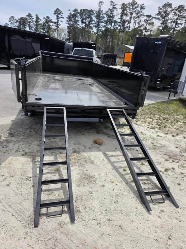 7×16 Dump Trailer for Sale – Black | 2' Sides | 16 Ply Tires | Double Rear Doors