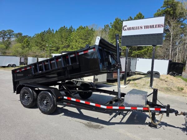 6×12 Dump Trailer for Sale – Black | 2' Sides | Telescopic Hoist | Double Rear Doors