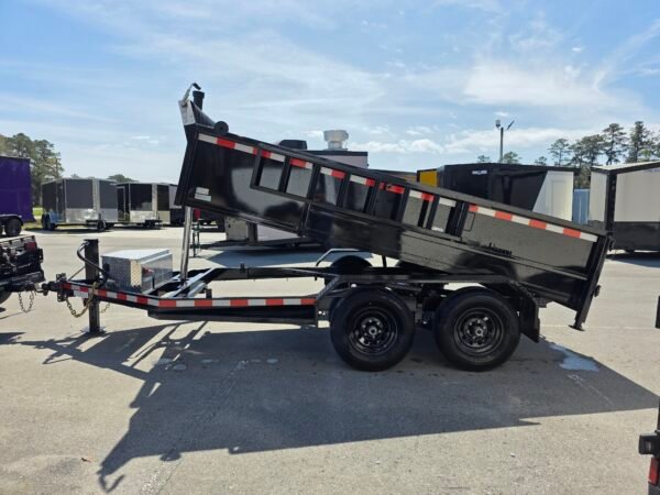6×12 Dump Trailer for Sale – Black | 2' Sides | Telescopic Hoist | Double Rear Doors