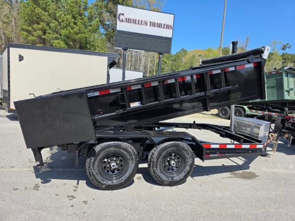 6×12 Dump Trailer for Sale – Black | 2' Sides | Telescopic Hoist | Double Rear Doors