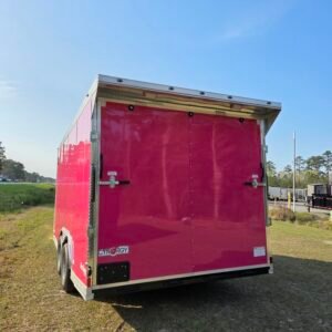 8.5×16 Enclosed Car Hauler for Sale – Pink | 6'6" Interior | Spring Assist Ramp | Side Door - Image 2