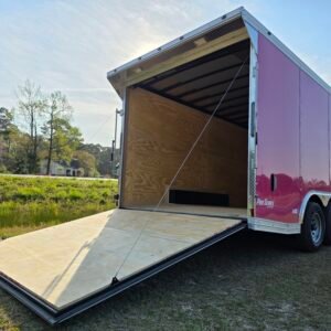 8.5×16 Enclosed Car Hauler for Sale – Pink | 6'6" Interior | Spring Assist Ramp | Side Door - Image 3