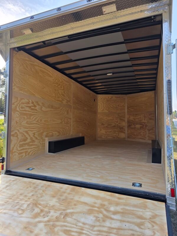 8.5×16 Enclosed Car Hauler for Sale – Pink | 6'6" Interior | Spring Assist Ramp | Side Door