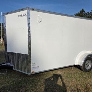 7×16 Enclosed Cargo Trailer for Sale – White | 6' Interior | Double Doors | 3500 lb Axles - Image 2