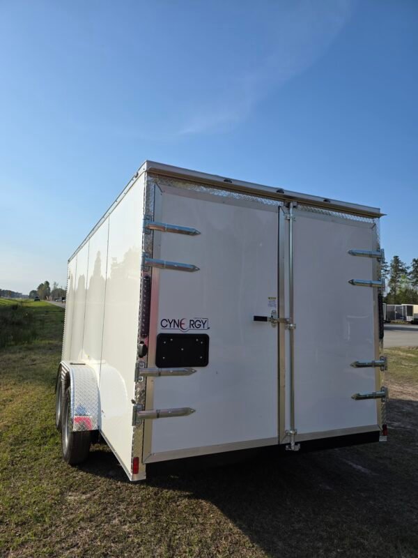 7×16 Enclosed Cargo Trailer for Sale – White | 6' Interior | Double Doors | 3500 lb Axles