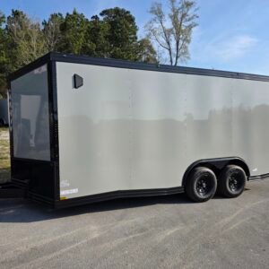 8.5×18 Enclosed Car Hauler for Sale – Dove Gray | 7' Interior | Rear Ramp w/ Spring Assist - Image 5