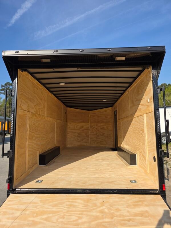 8.5×18 Enclosed Car Hauler for Sale – Dove Gray | 7' Interior | Rear Ramp w/ Spring Assist