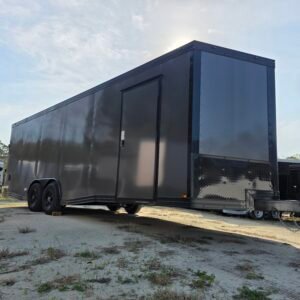 8.5×24 Enclosed Car Hauler for Sale – Charcoal Gray | 7' Interior | Extended Tongue | Spring Assist Ramp - Image 2