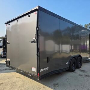 8.5×24 Enclosed Car Hauler for Sale – Charcoal Gray | 7' Interior | Extended Tongue | Spring Assist Ramp - Image 3