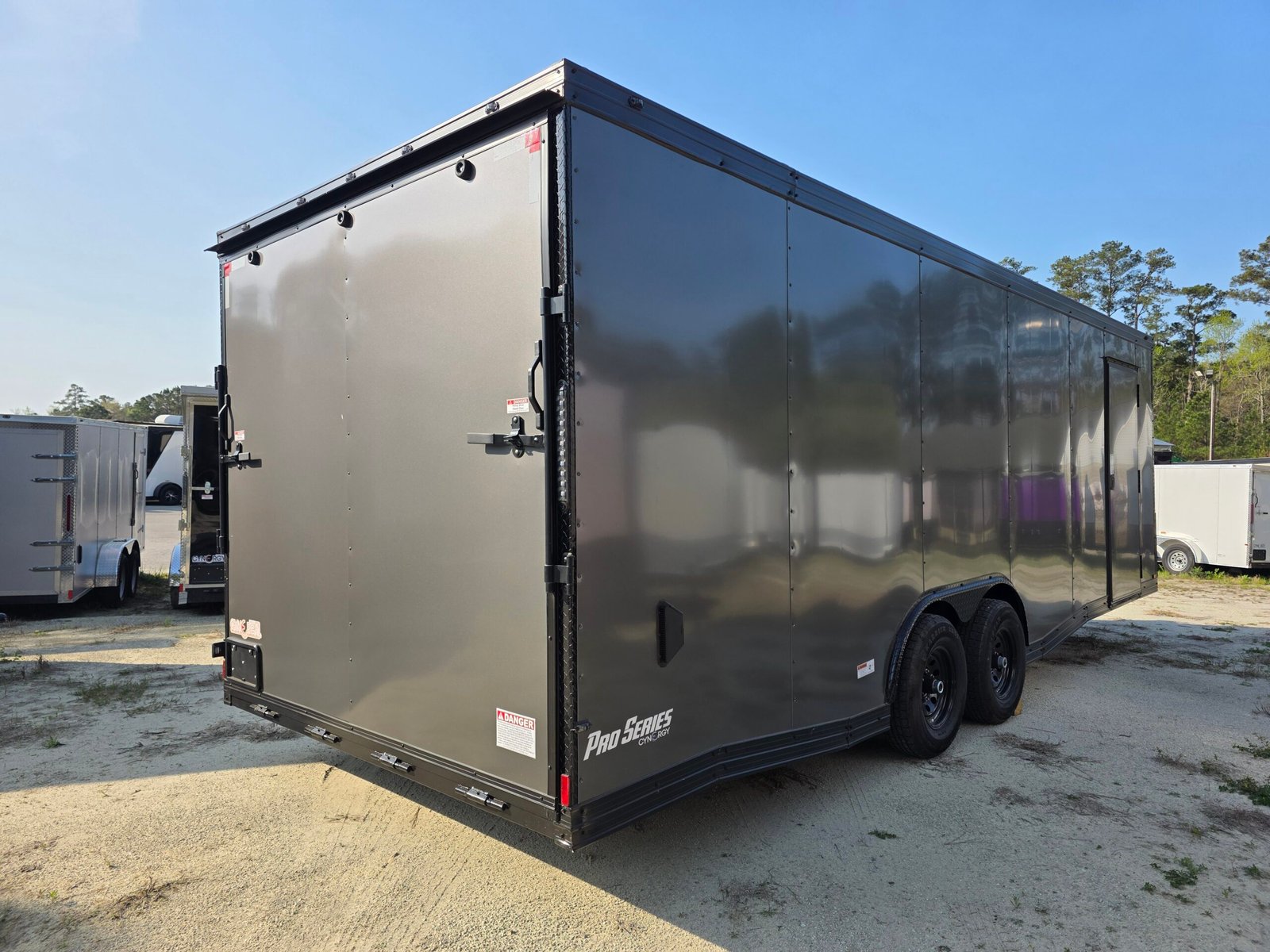 8.5×24 Enclosed Car Hauler for Sale – Charcoal Gray | 7