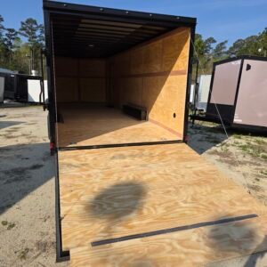 8.5×24 Enclosed Car Hauler for Sale – Charcoal Gray | 7' Interior | Extended Tongue | Spring Assist Ramp - Image 4