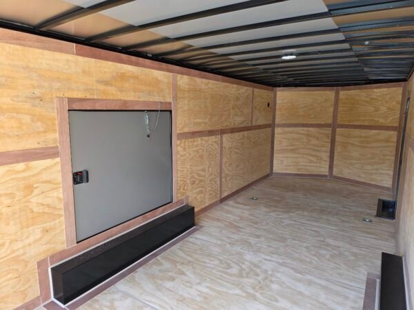 8.5×24 Enclosed Car Hauler for Sale – Charcoal Gray | 7' Interior | Extended Tongue | Spring Assist Ramp