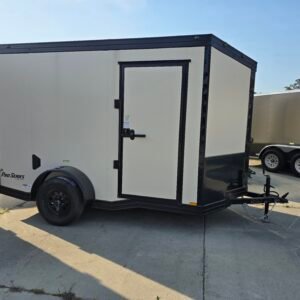 6×10 Cargo Trailer for Sale – Pearl White | 6'9" Interior | 3500 lb Axles | Rear Ramp Door