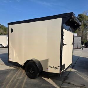 6×10 Cargo Trailer for Sale – Pearl White | 6'9" Interior | 3500 lb Axles | Rear Ramp Door - Image 3