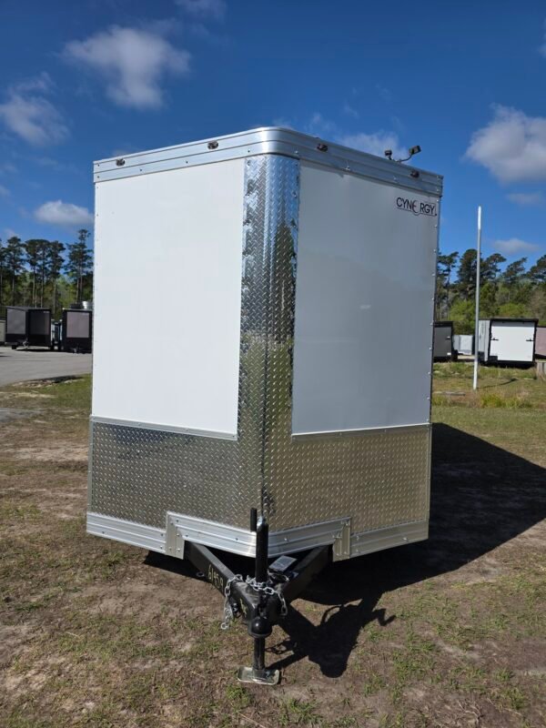 7×14 Enclosed Cargo Trailer for Sale – White | 7' Interior | Ramp Door | 3500 lb Axles