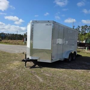 7×14 Enclosed Cargo Trailer for Sale – White | 7' Interior | Ramp Door | 3500 lb Axles - Image 3