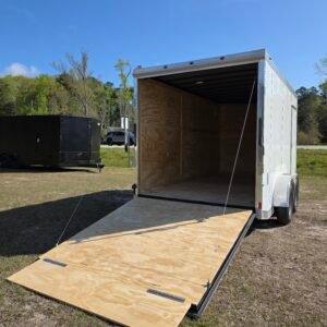 7×14 Enclosed Cargo Trailer for Sale – White | 7' Interior | Ramp Door | 3500 lb Axles - Image 4