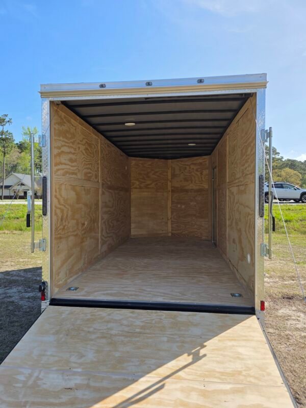 7×14 Enclosed Cargo Trailer for Sale – White | 7' Interior | Ramp Door | 3500 lb Axles