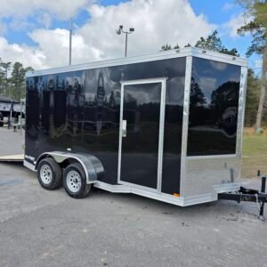 7×14 Enclosed Cargo Trailer for Sale – Black | 7' Interior | Ramp Door | Pro Series Package