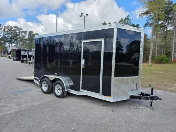 7×14 Enclosed Cargo Trailer for Sale – Black | 7' Interior | Ramp Door | Pro Series Package