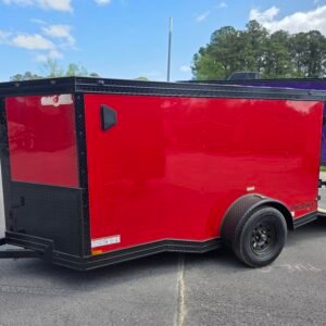 5×10 Cargo Trailer for Sale – Red | 5' Interior | 2990 lb Axle | Rear Ramp Door | Side Entry - Image 2