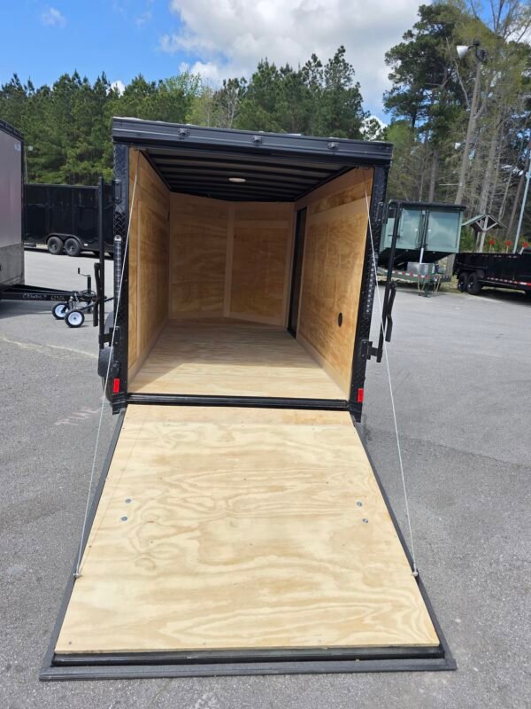 5×10 Cargo Trailer for Sale – Red | 5' Interior | 2990 lb Axle | Rear Ramp Door | Side Entry