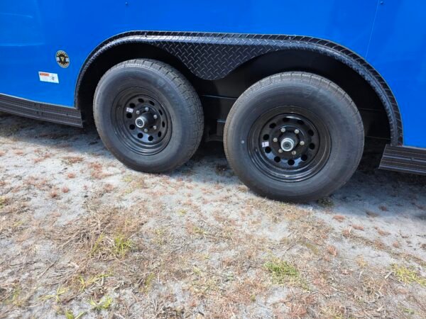 8.5×24 Enclosed Car Hauler Trailer – Pepsi Blue | 5200 lb Axles | Pro Series & Blackout Package
