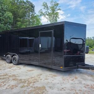 8.5x24 Enclosed Car Hauler – Black | 7' Interior Height | 500 LB Torsion Axles | 9' Mega Escape Door