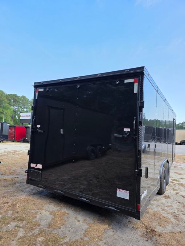 8.5x24 Enclosed Car Hauler – Black | 7' Interior Height | 500 LB Torsion Axles | 9' Mega Escape Door