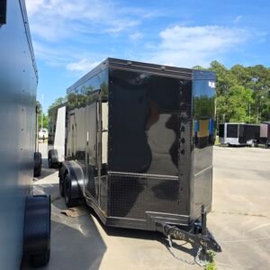 6×12 Cargo Trailer for Sale – Black | 7' Interior | Rear Ramp w/ Flap | D-Rings | Side Door - Image 2