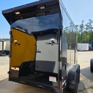 6×12 Cargo Trailer for Sale – Black | 7' Interior | Rear Ramp w/ Flap | D-Rings | Side Door - Image 4