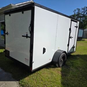 6x12 Enclosed Cargo Trailer – White | 6' Interior | Rear Ramp | 3500 lb Axles - Image 2