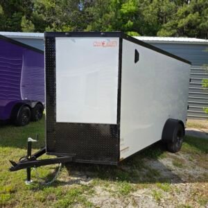 6x12 Enclosed Cargo Trailer – White | 6' Interior | Rear Ramp | 3500 lb Axles - Image 3