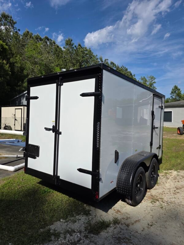 6×12 Enclosed Cargo Trailer – White | 6' Interior | Double Rear Doors | Blackout Package