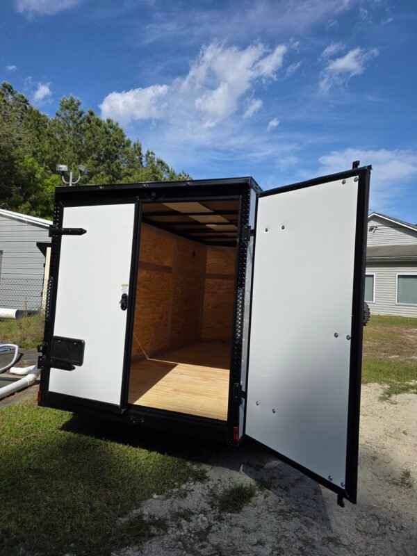 6×12 Enclosed Cargo Trailer – White | 6' Interior | Double Rear Doors | Blackout Package