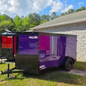 5×10 Cargo Trailer for Sale – Purple | 5' Interior | 2990 lb Axles | Rear Ramp | Compact Utility Trailer - Image 2