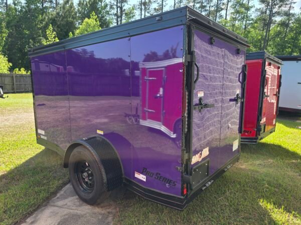 5×10 Cargo Trailer for Sale – Purple | 5' Interior | 2990 lb Axles | Rear Ramp | Compact Utility Trailer