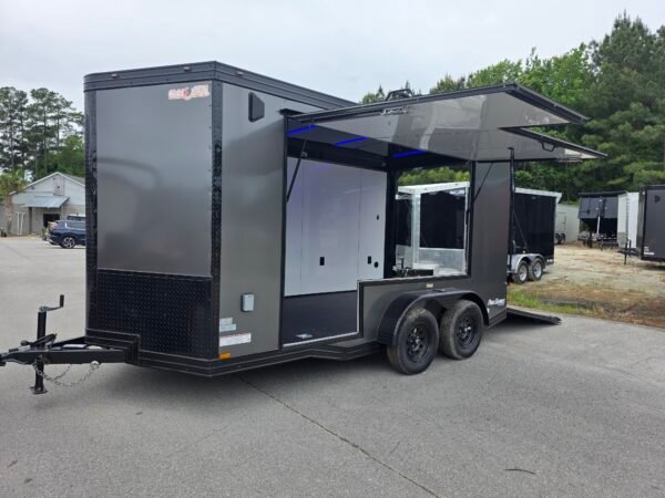 7×14 Enclosed Cargo Trailer – Black | 7' Interior | Escape Door | 30 AMP Electrical | Pro Series & Blackout