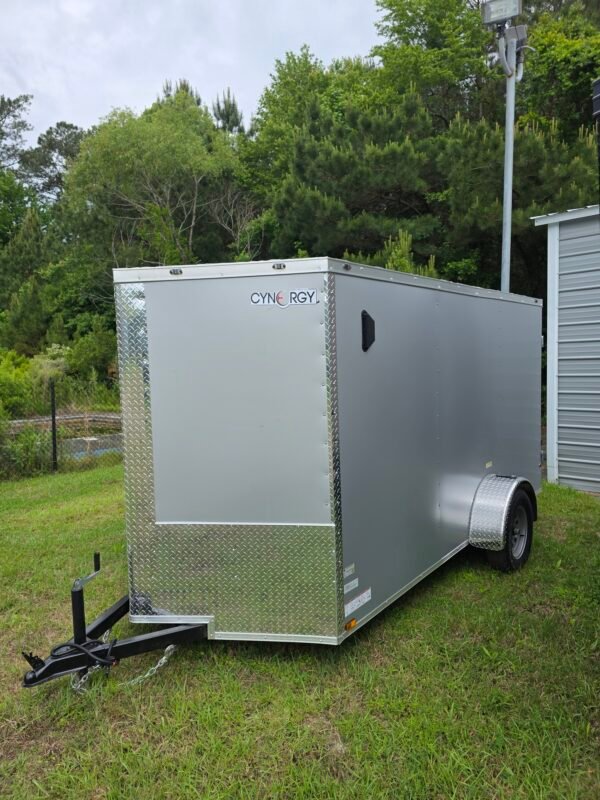 6×12 Enclosed Cargo Trailer for Sale – Silver | 6' Interior | Double Doors | Single Axle